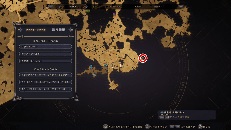 クラックマスト・コーヴのラッキーダイスの場所マップ⑯