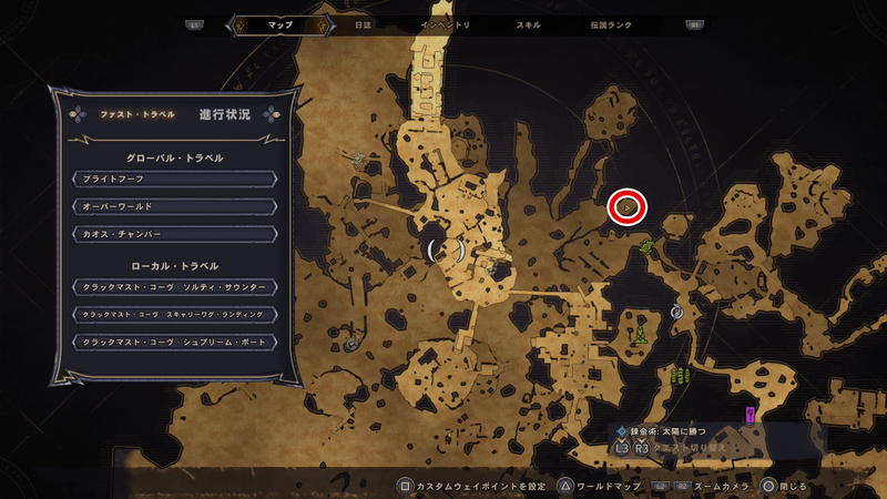 クラックマスト・コーヴのラッキーダイスの場所マップ⑩