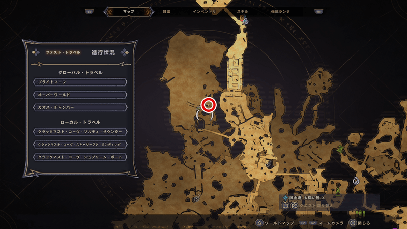 クラックマスト・コーヴのラッキーダイスの場所マップ⑧