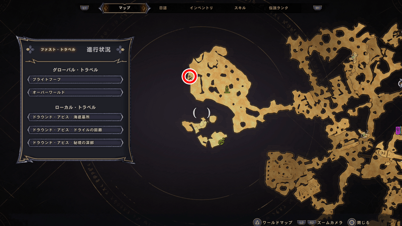 ドラウンド・アビスのラッキーダイスの場所マップ