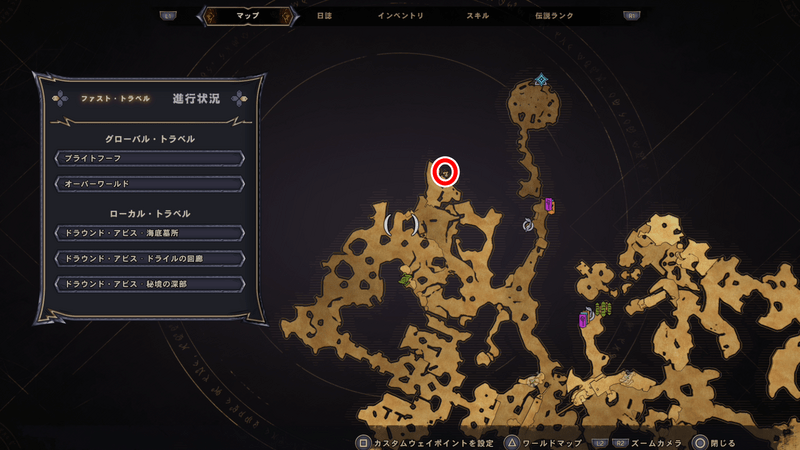 ドラウンド・アビスのラッキーダイスの場所マップ