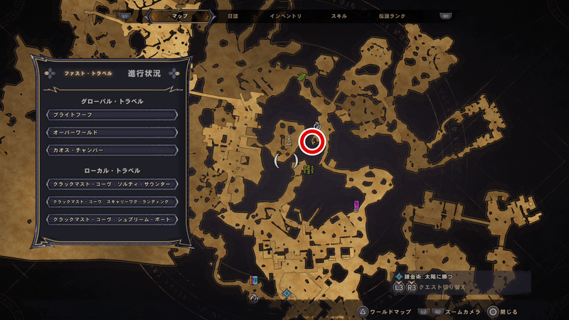 クラックマスト・コーヴの伝承の巻物の場所マップ⑤