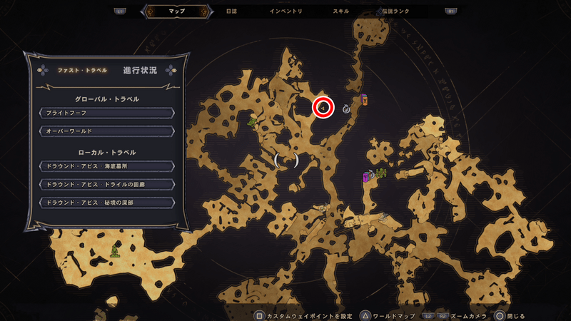 ドラウンド・アビスのラッキーダイスの場所マップ