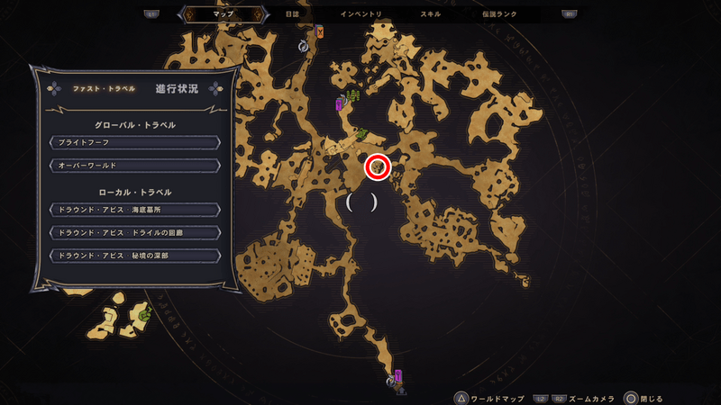 ドラウンド・アビスのラッキーダイスの場所マップ