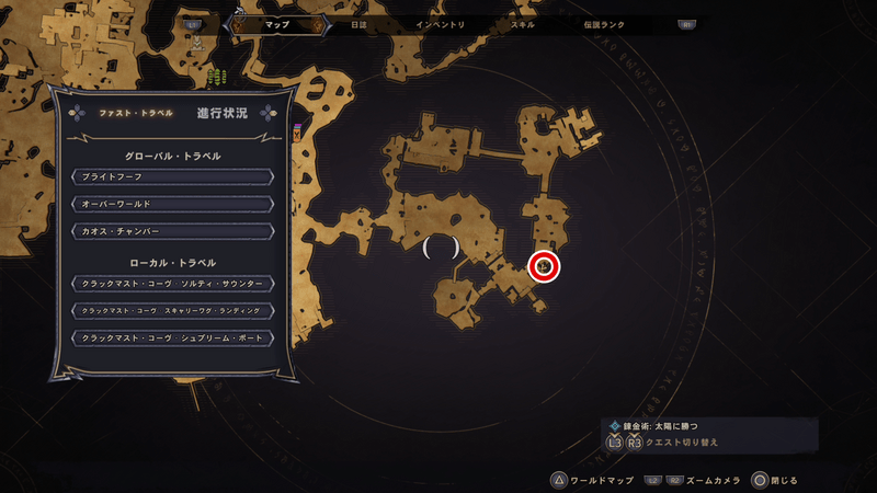 クラックマスト・コーヴのラッキーダイスの場所マップ⑱