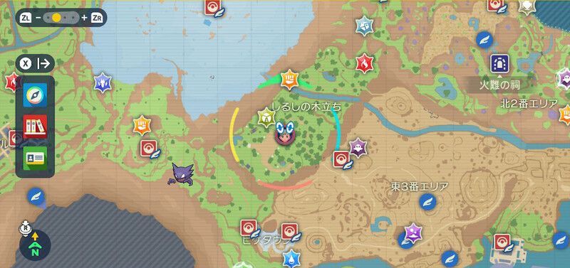 しるしの木立ち中央