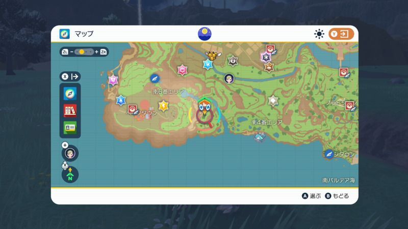 南6番エリアの崖のマップ