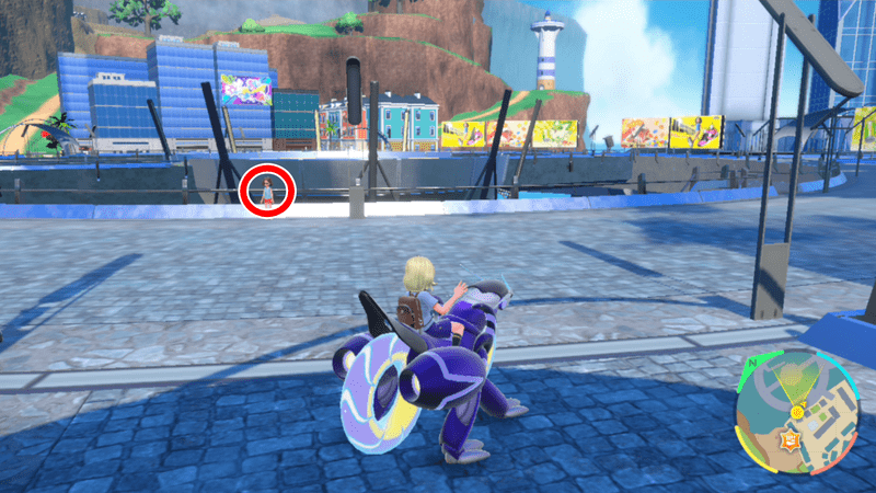 ハッコウシティ中央部にあるサークル状の道路の上