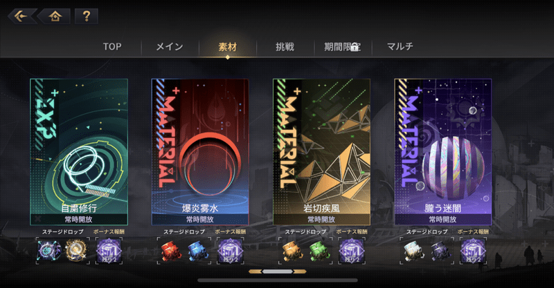 キャラ強化素材の入手場所
