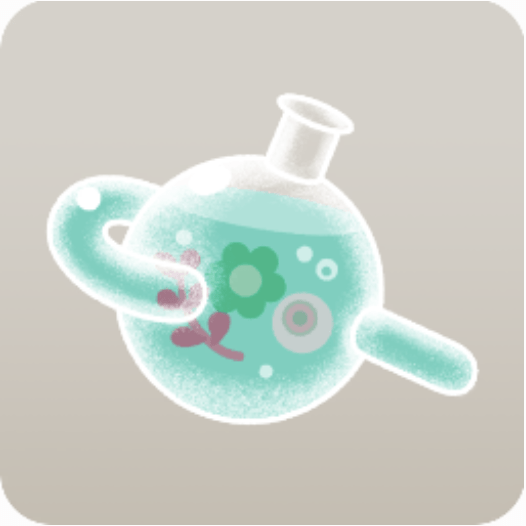 青色の花染料フラスコ