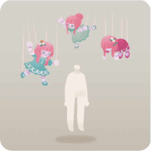 寄り添うマリオネット