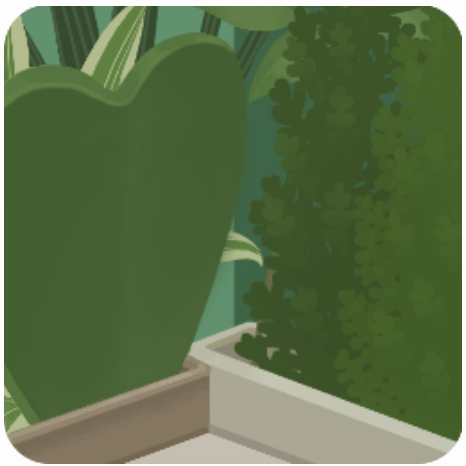 観葉植物の置かれた壁