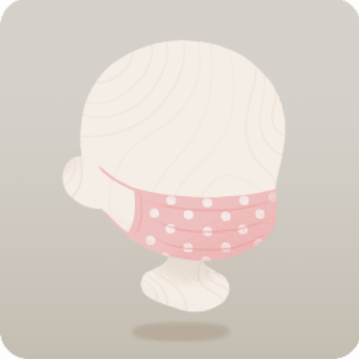 ピンクの水玉マスク