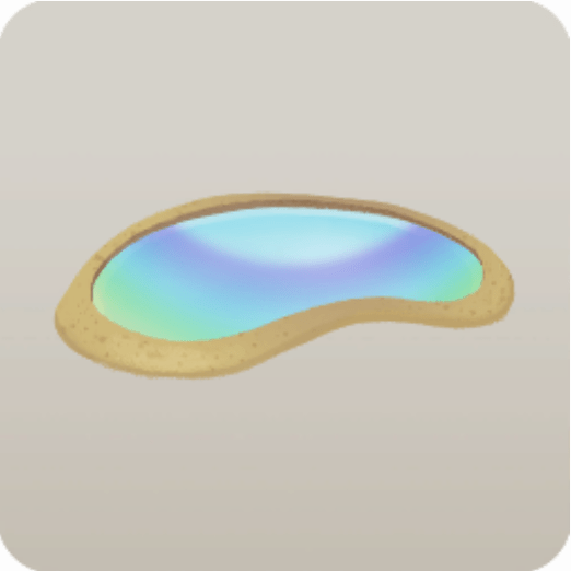 虹の映る大きな水たまり