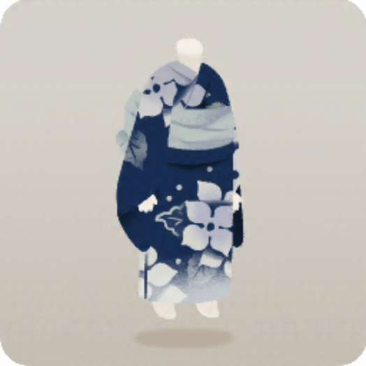 紫陽花柄の浴衣・紺