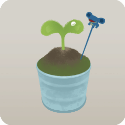 何かの芽が出たブリキ鉢