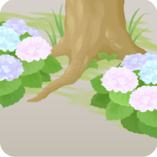 紫陽花が咲く庭の一角