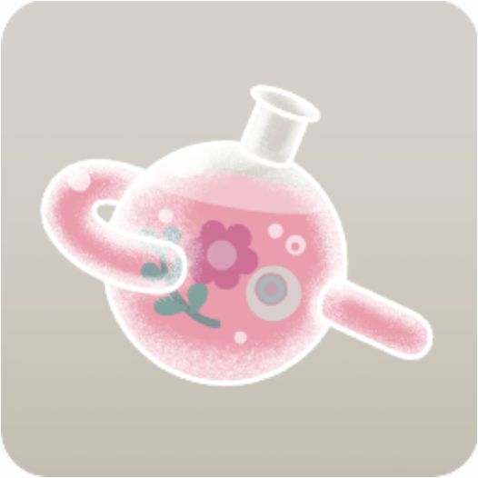 ピンク色の花染料フラスコ