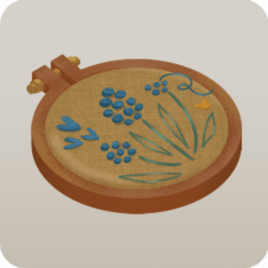 どんぐりの森の花の小さな刺繍