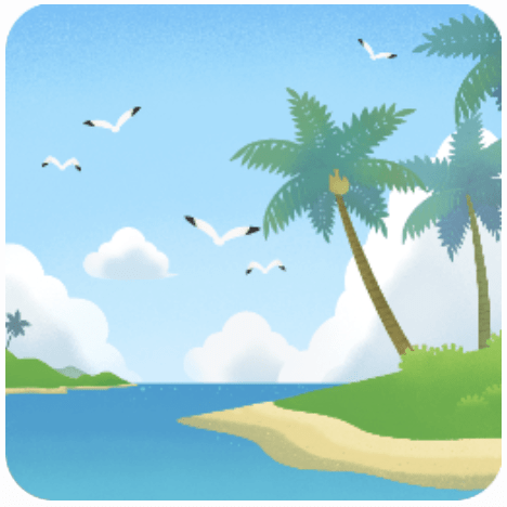 小島が浮かぶ海