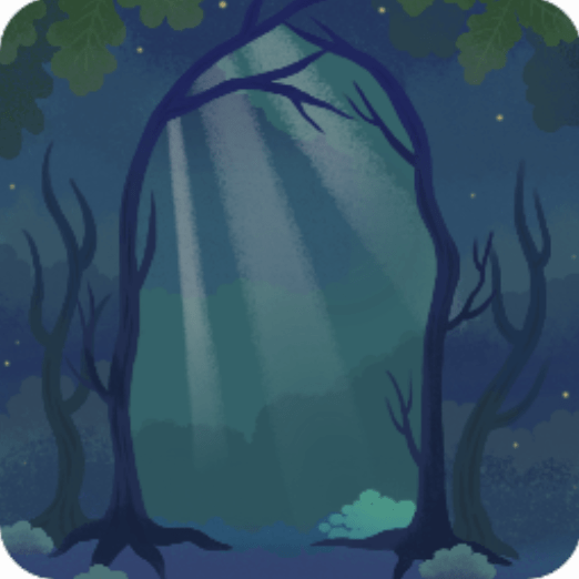 深い森の入り口の背景・夜