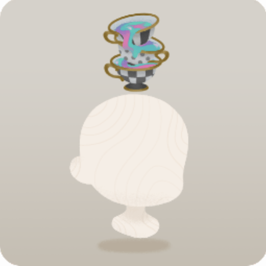 頭のせティーカップタワー