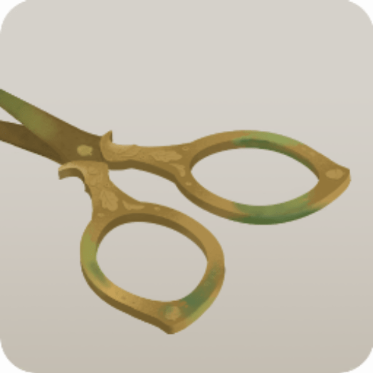 古びた金の裁縫はさみ