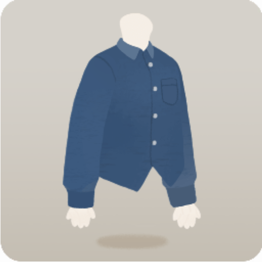 カジュアルな青シャツ