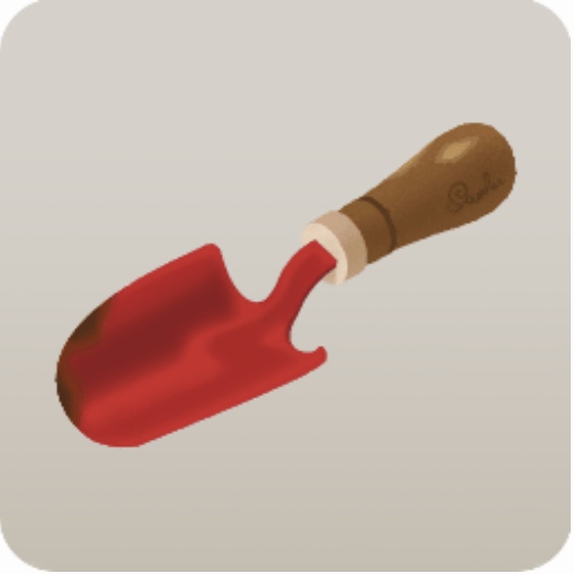 使い古した赤いスコップ