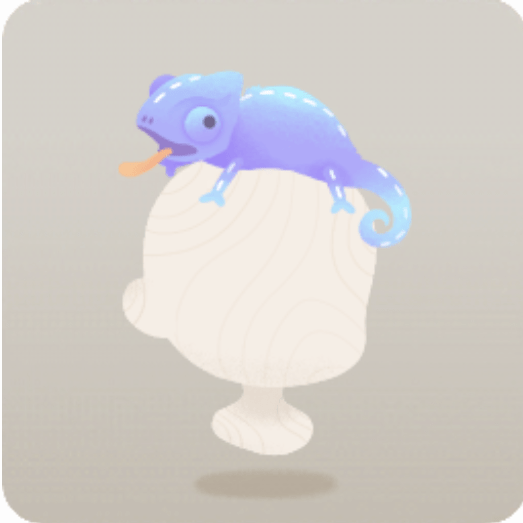 紫カメレオンのぬいぐるみ