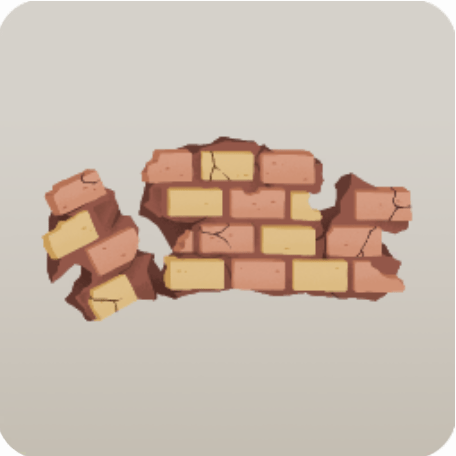 壊れた煉瓦の石垣