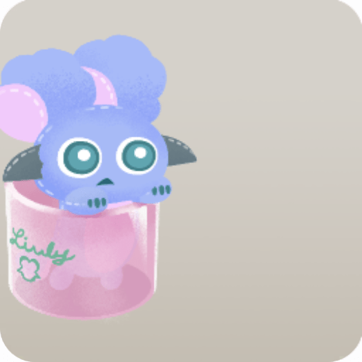 優しい紫色のツノリムルぬいぐるみ