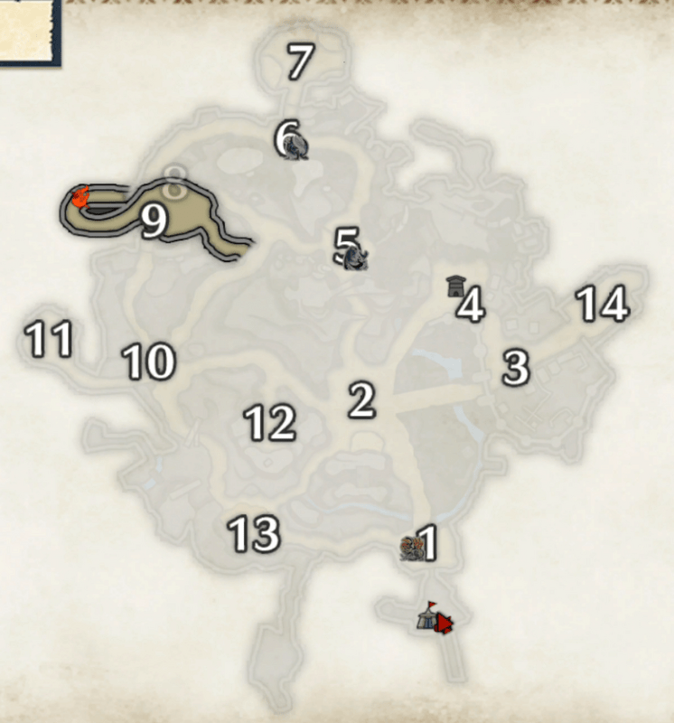 城塞高地のヒトダマドリマップ(下層)