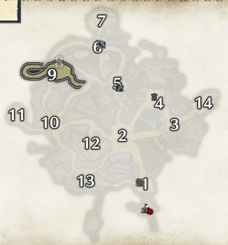 城塞高地の猟具生物マップ(下層)