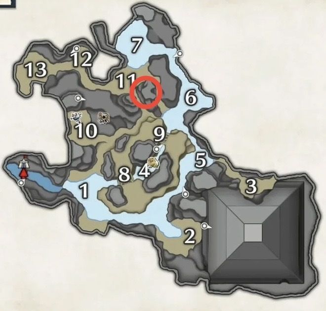 水没林のサブキャンプのマップ