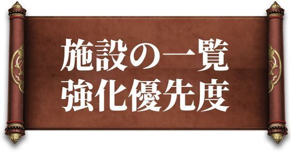 施設の一覧と強化優先度