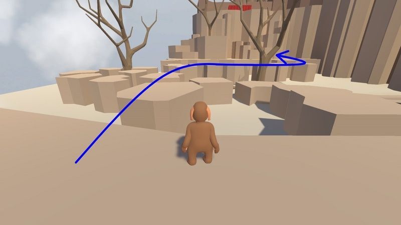 ジャンプを使って岩を飛び移って進む