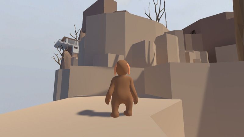 つかみジャンプを利用して段差をよじ登っていく