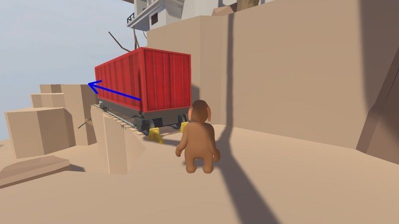 トロッコを奥へ押す