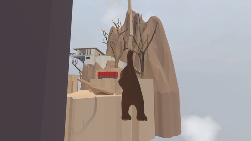 ロープをつかんだまま崖から落ちる