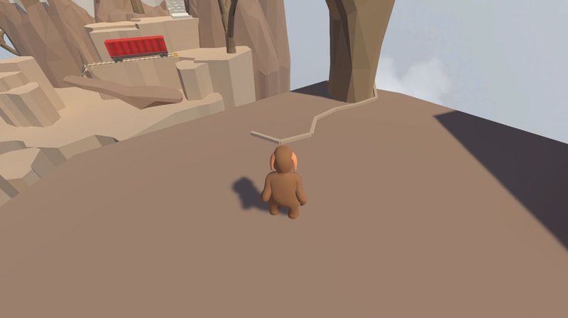 木からぶら下がっているロープをつかむ