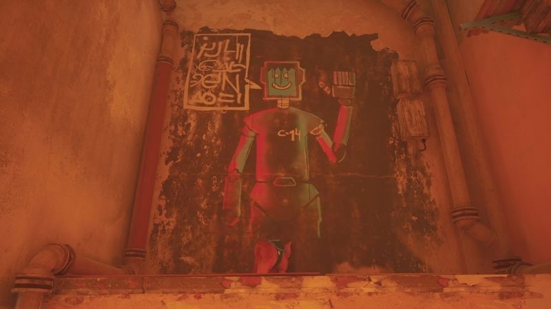 ギターを弾くロボットの横