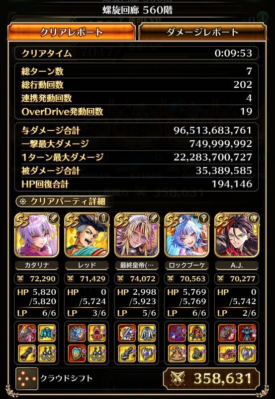 螺旋560階のクリア編成