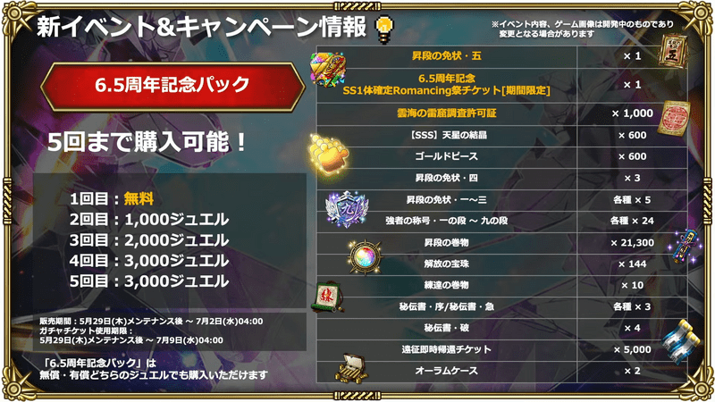 6.5周年記念パック2