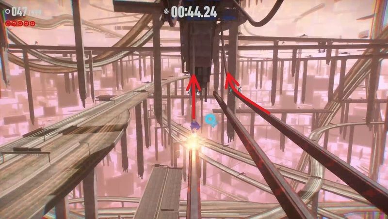 左右のレールに乗る