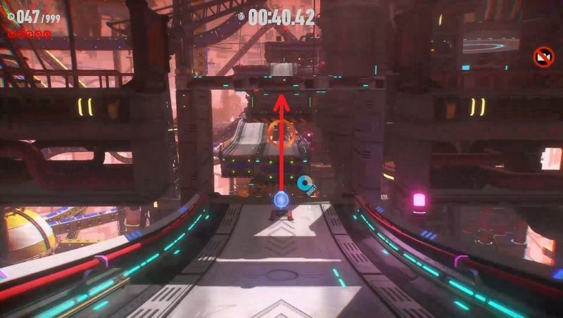 赤いリングを通過する