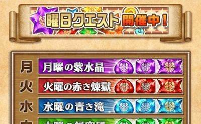 曜日クエスト報酬まとめ