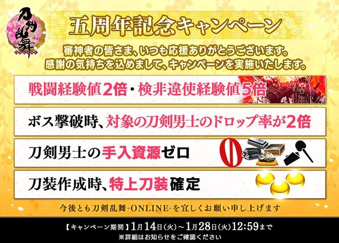 五周年記念キャンペーン