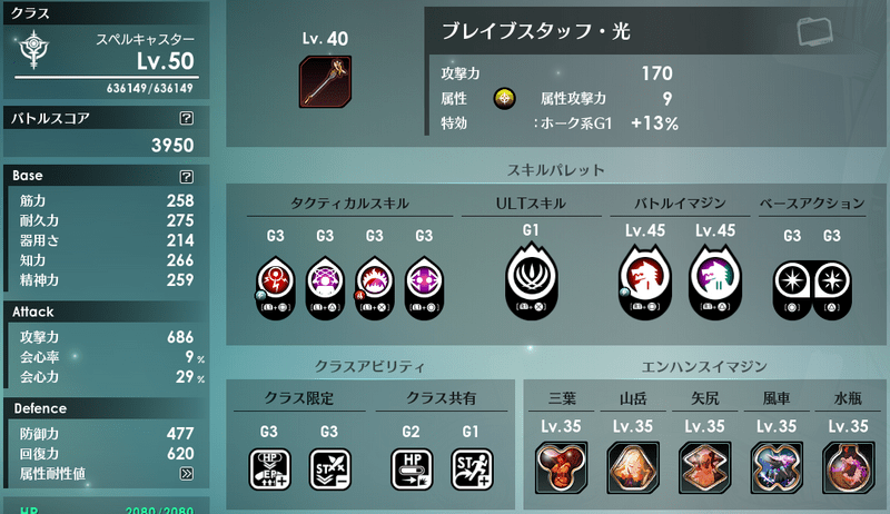 バトルスコア3950の参考装備例