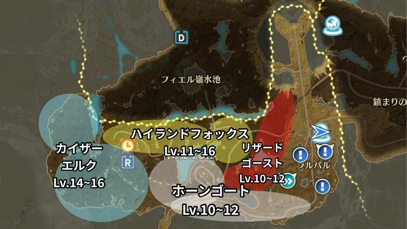 神の見守る丘の出現モンスター